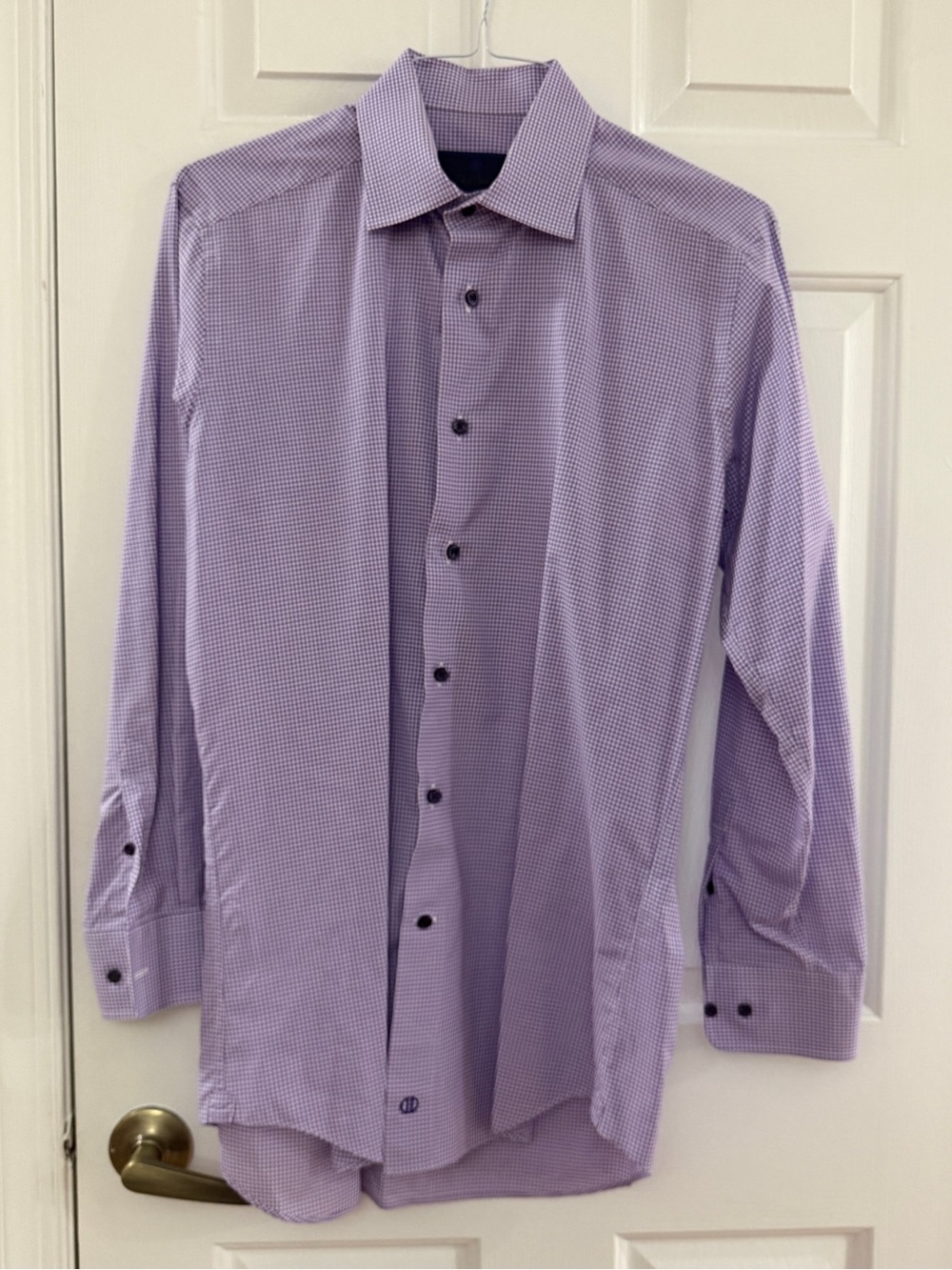 David Donahue Lilac Micro-Check Dress Shirt